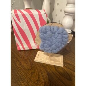 Pink Zebra Freddie the Fish Woolie Blue Wool Wooden Decor Home Accent